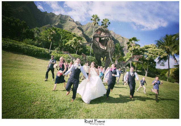 Kualoa Ranch Wedding Dinosaur Trex Photo