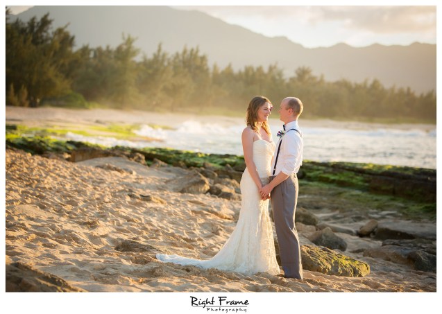 Sunset Beach Wedding Papailoa Beach on North Shore Oahu Hawaii