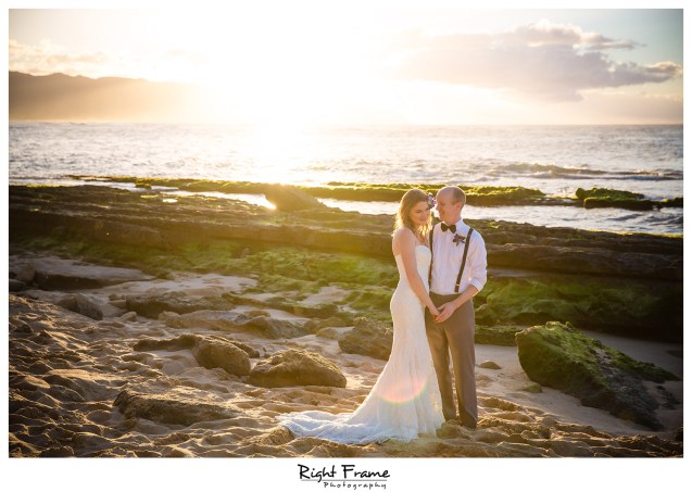 Sunset Beach Wedding Papailoa Beach on North Shore Oahu Hawaii