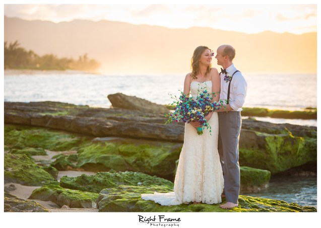 Sunset Beach Wedding Papailoa Beach on North Shore Oahu Hawaii