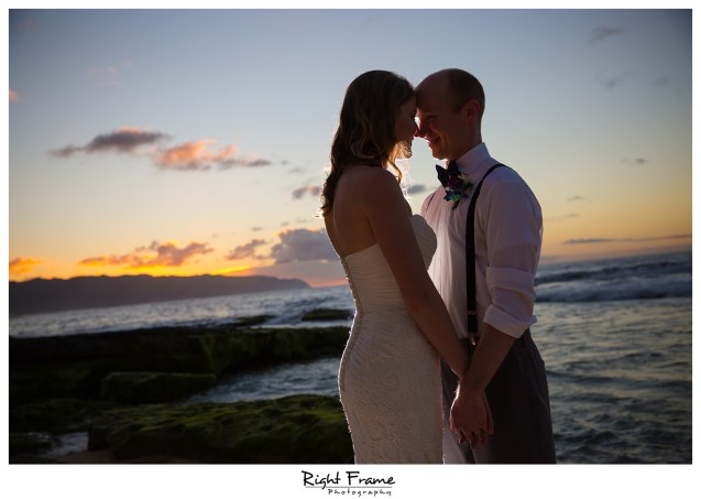 Sunset Beach Wedding Papailoa Beach on North Shore Oahu Hawaii