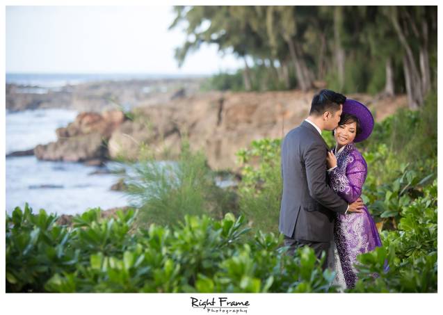 sunset engagement photographer near turtle beach resort oahu