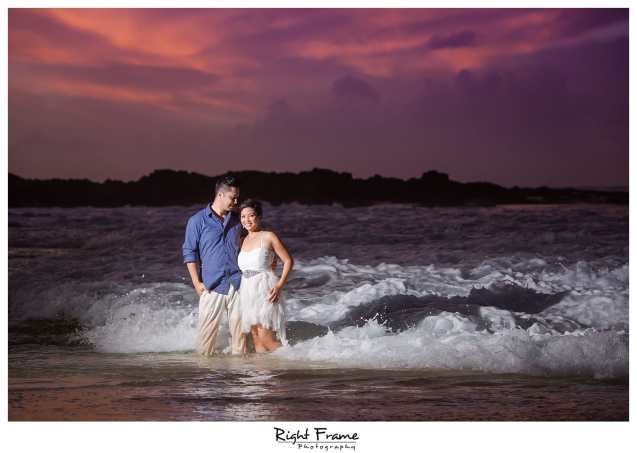 sunset engagement photographer near turtle beach resort oahu