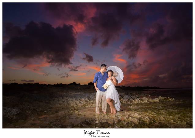 sunset engagement photographer near turtle beach resort oahu