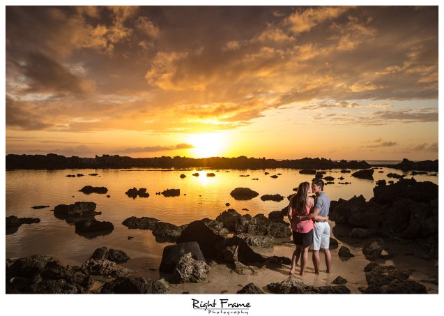 Hawaii Sunset Engagement Photography Sharks Cove Oahu