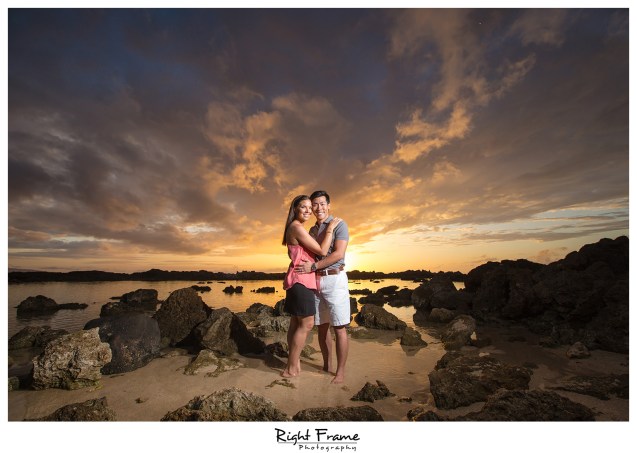 Hawaii Sunset Engagement Photography Sharks Cove Oahu