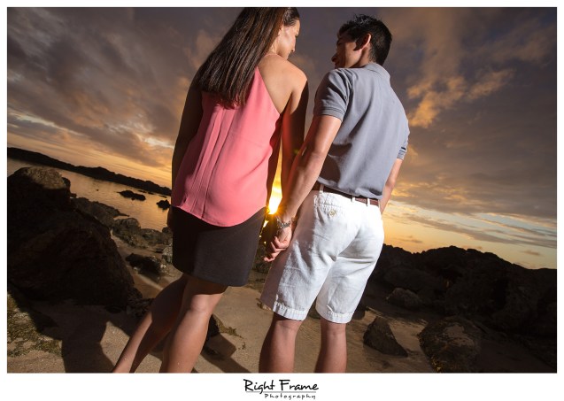 Hawaii Sunset Engagement Photography Sharks Cove Oahu