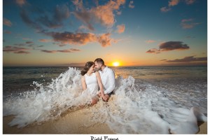 Romantic Hawaii Engagement Sunset Beach Photos