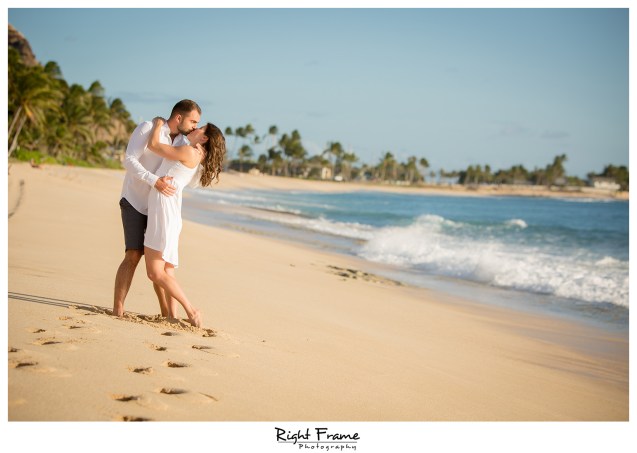 Romantic Hawaii Engagement Sunset Beach Photos