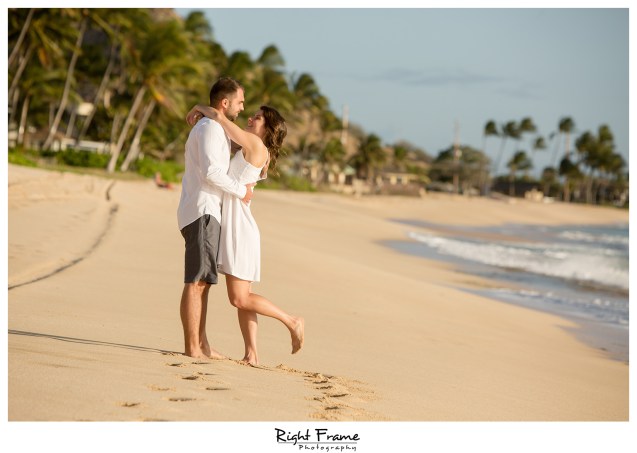 Romantic Hawaii Engagement Sunset Beach Photos