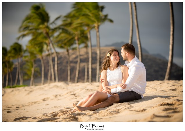 Romantic Hawaii Engagement Sunset Beach Photos