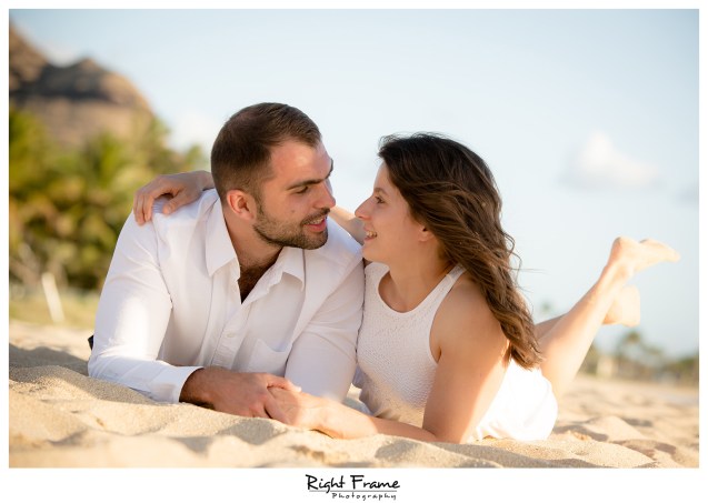 Romantic Hawaii Engagement Sunset Beach Photos