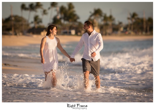 Romantic Hawaii Engagement Sunset Beach Photos