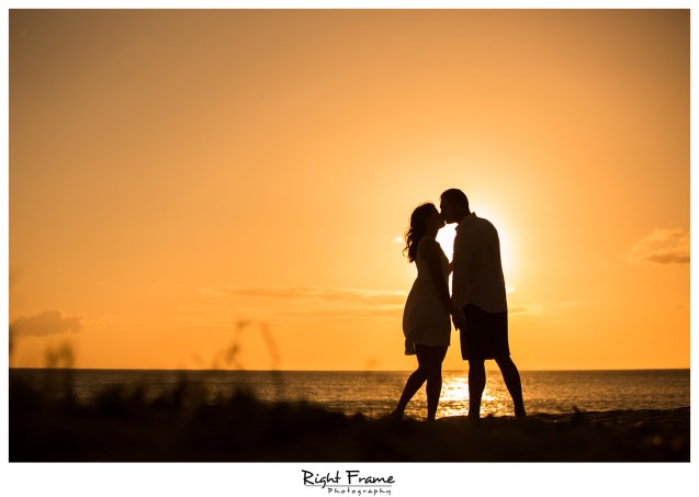 Romantic Hawaii Engagement Sunset Beach Photos