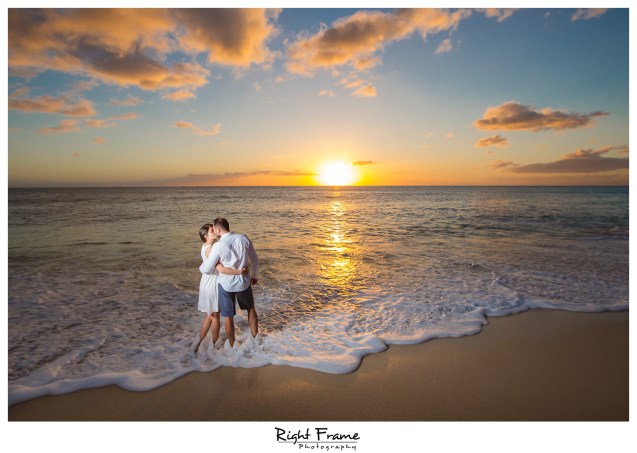 Romantic Hawaii Engagement Sunset Beach Photos