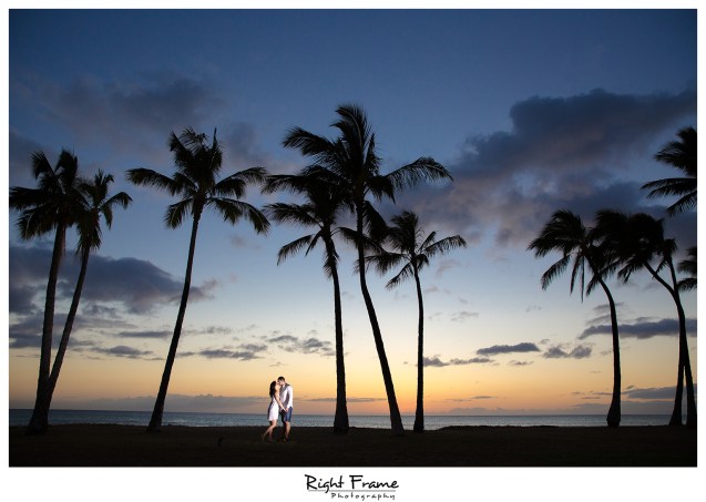 Romantic Hawaii Engagement Sunset Beach Photos