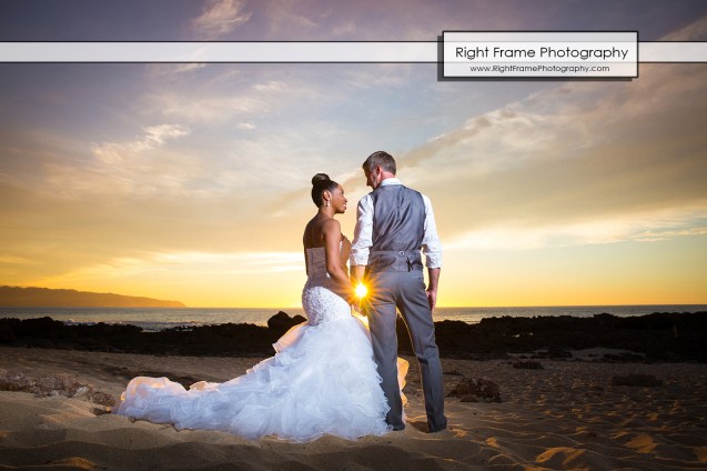 Oahu Sunset Wedding Sharks Cove North Shore 