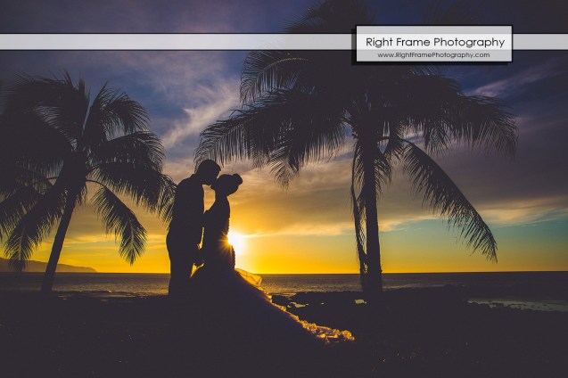 Oahu Sunset Wedding Sharks Cove North Shore 