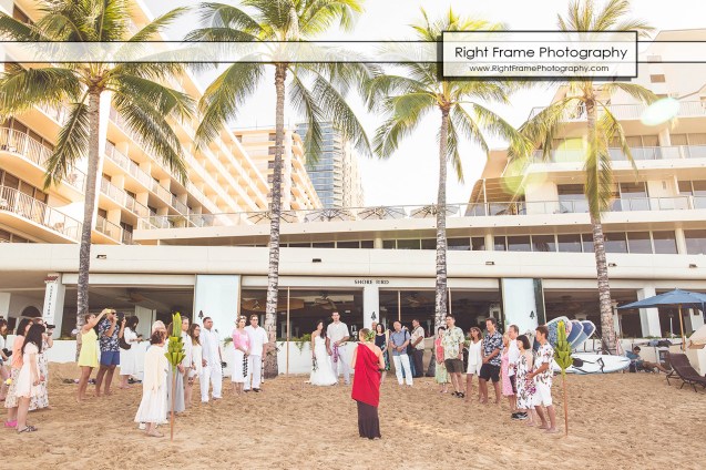 Hawaiian Vow Renewal Ceremony on Waikiki Beach at the Outrigger Reef Beach Resort
