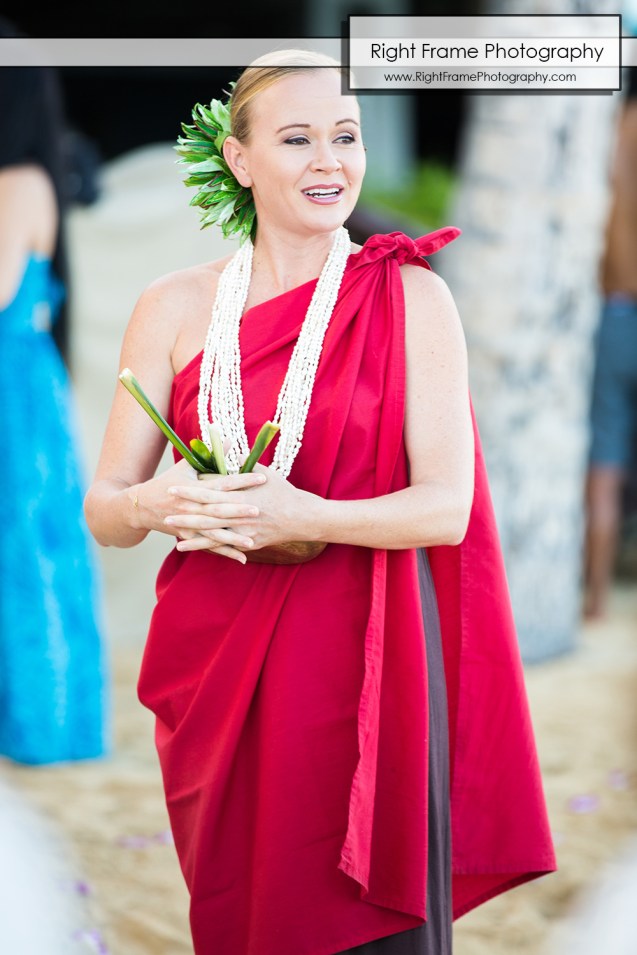 Hawaiian Vow Renewal Ceremony on Waikiki Beach at the Outrigger Reef Beach Resort