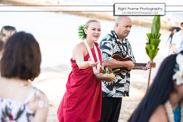 Hawaiian Vow Renewal Ceremony on Waikiki Beach at the Outrigger Reef Beach Resort
