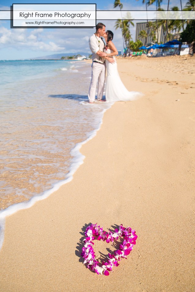 Hawaiian Vow Renewal Ceremony on Waikiki Beach at the Outrigger Reef Beach Resort