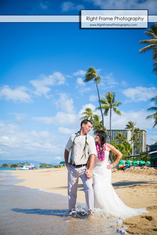 Hawaiian Vow Renewal Ceremony on Waikiki Beach at the Outrigger Reef Beach Resort