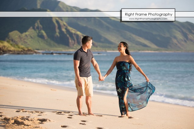 Engagement Pictures at Yokohama Bay Oahu Hawaii