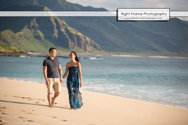 Engagement Pictures at Yokohama Bay Oahu Hawaii