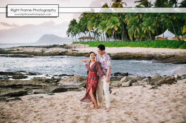 Vacation Photographer in Oahu Sunset Secret Beach Couples