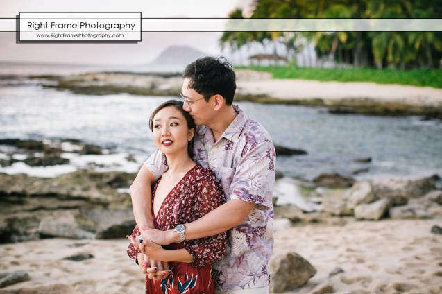 Vacation Photographer in Oahu Sunset Secret Beach Couples