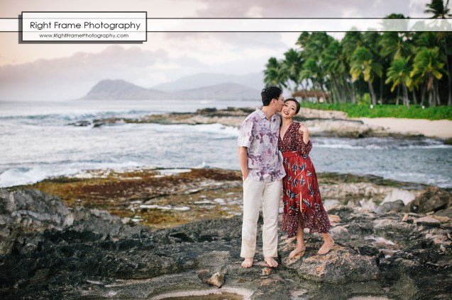 Vacation Photographer in Oahu Sunset Secret Beach Couples